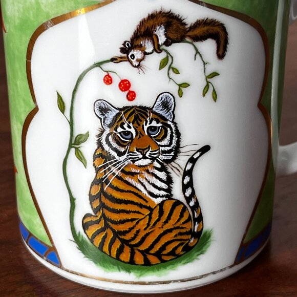 Lynn Chase 1991 “Tiger Raj" Mug Decorated With 24K Gold Vintage Coffee Cup 10 oz - Picture 7 of 15